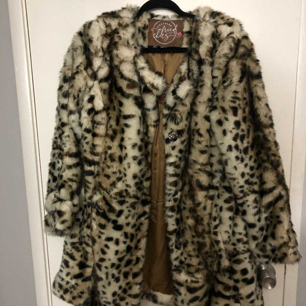 Leopard Print Faux Fur Coat